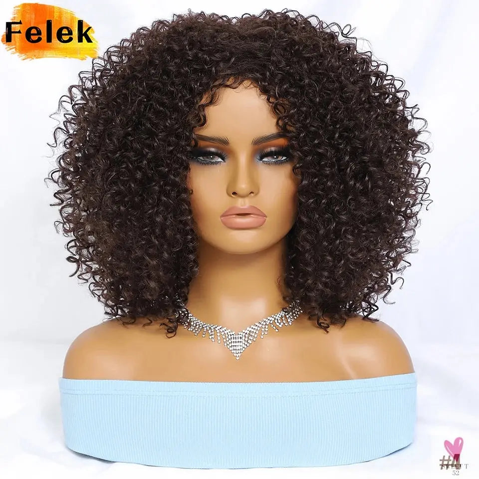 14 Inch Kinky Curly Wigs With Highlights - 1Pc Purple Synthetic Wig for Women, Daily Use or Cosplay Sweet T 52