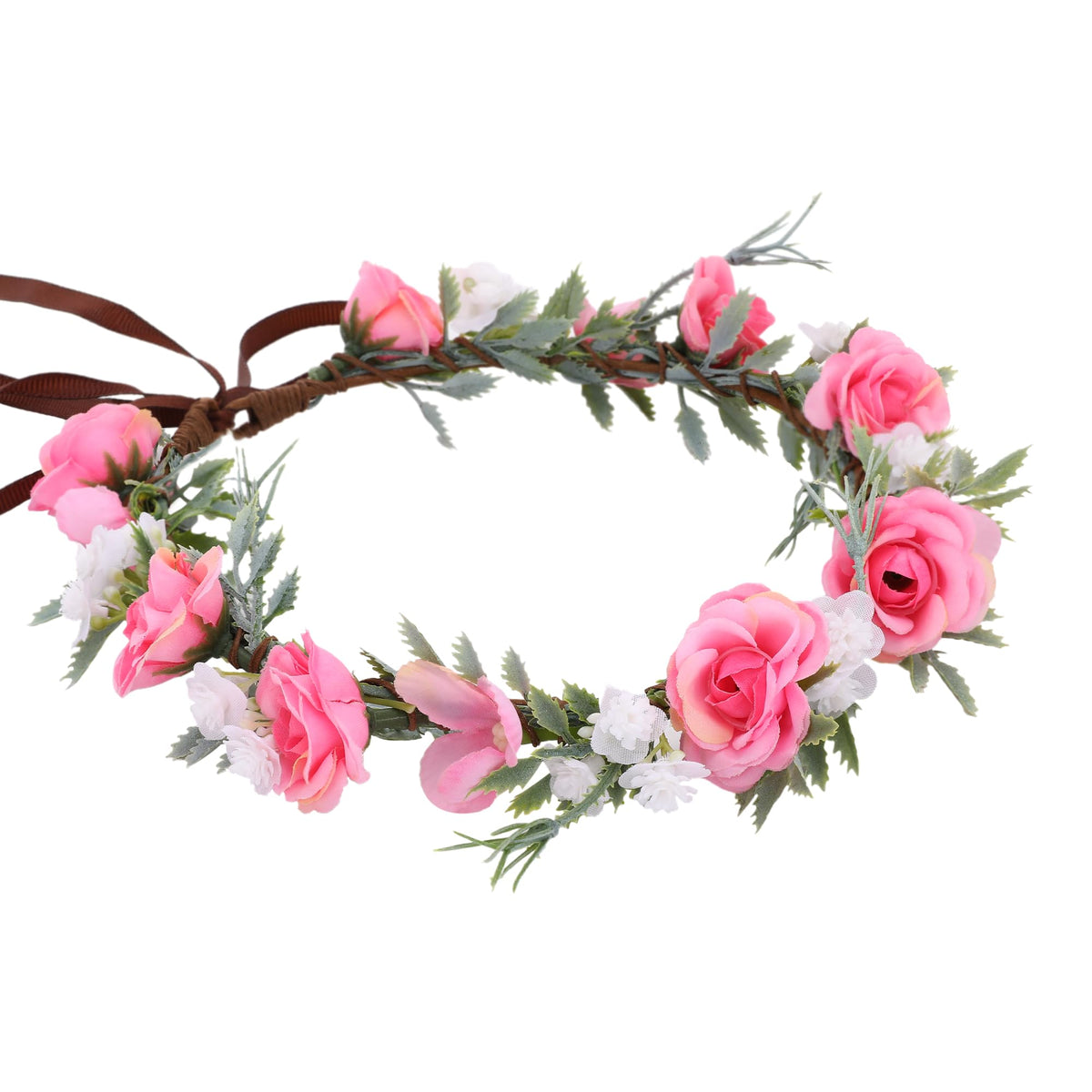 Rose Floral Headband - Pink Rose Corolla Round Headband Accessorie - Bridal Wedding Celebration, Festival, Party, Birthday, Prom, Photography