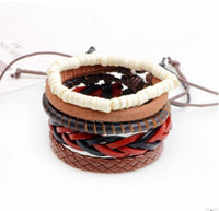 Leather Bracelet for Men - Multi-layer Bead Bracelet, Punk Wrap Bracelets, Vintage punk Men's Jewelry