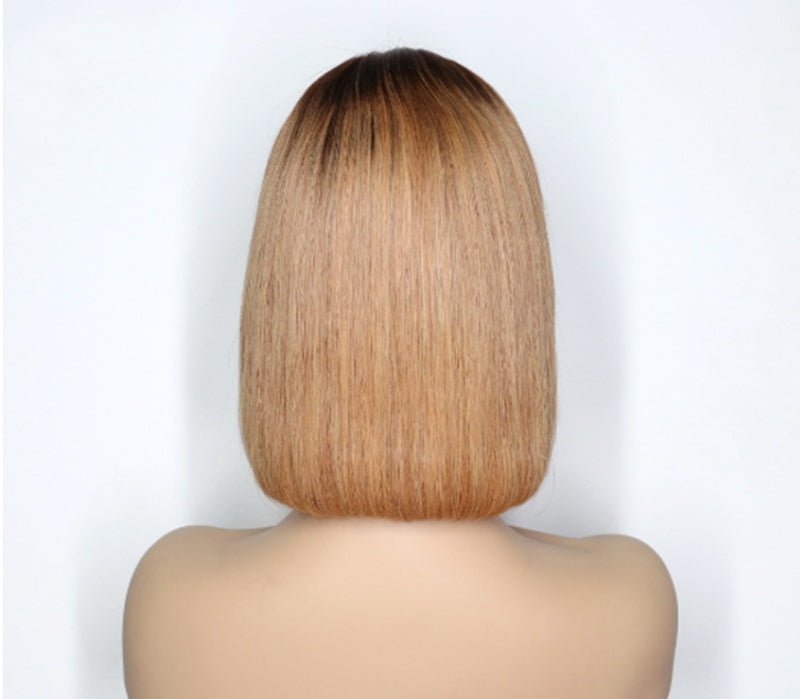 Ombre Colored Short Bob Wig T4B 27 Lace Front Human Hair Wigs