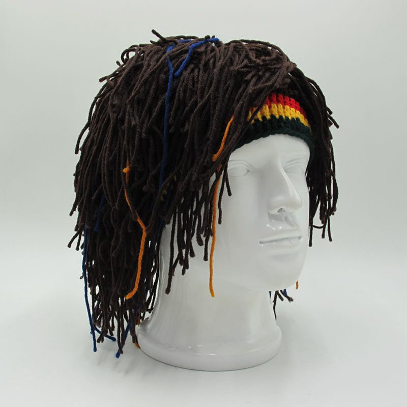 1Pc Reggae Jamaican Rasta Hat/Dreadlocks Wig, Caribbean Beret Cap
