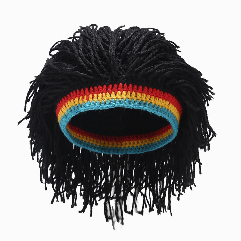 1Pc Reggae Jamaican Rasta Hat/Dreadlocks Wig, Caribbean Beret Cap