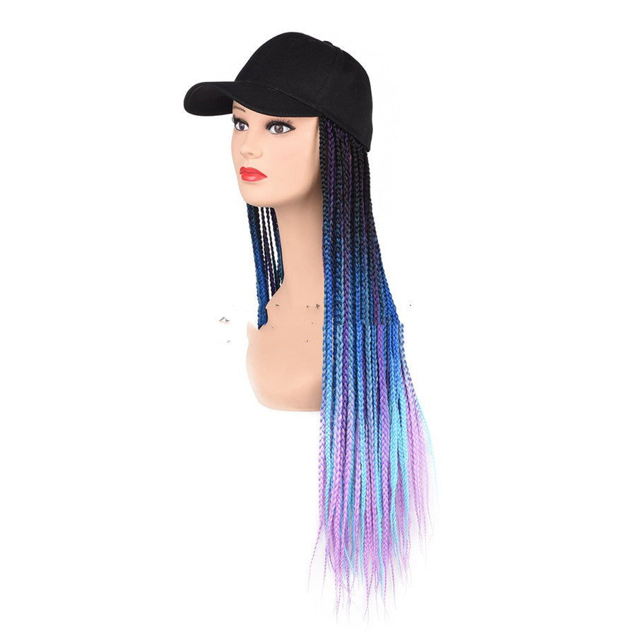Women's Baseball Cap, Color Braided Hair, Fashionable Cap/Wig, Long Braided Hair