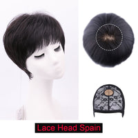 4 Inch Natural Hair Pixie Cut Wig, Red Brown/Bob with Bangs for Women