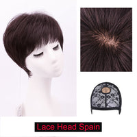 4 Inch Natural Hair Pixie Cut Wig, Red Brown/Bob with Bangs for Women