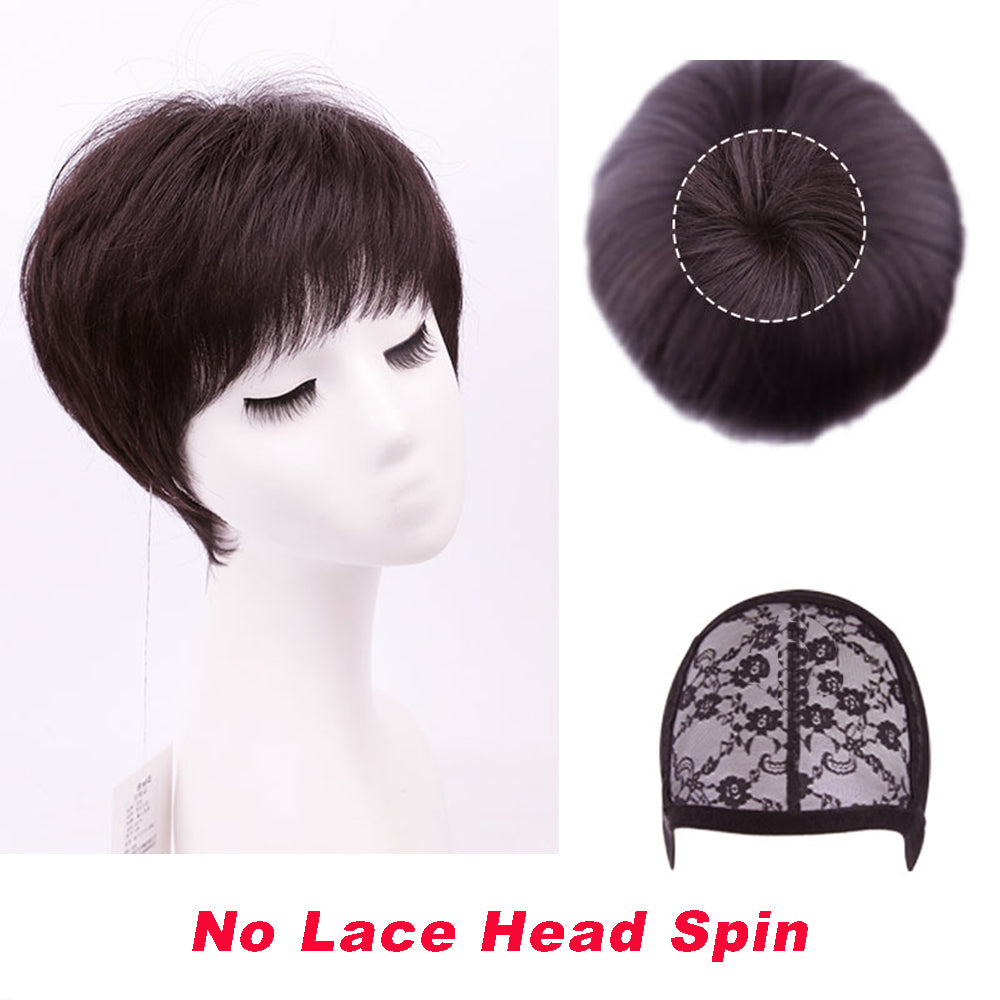 4 Inch Natural Hair Pixie Cut Wig, Red Brown/Bob with Bangs for Women