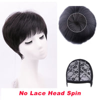 4 Inch Natural Hair Pixie Cut Wig, Red Brown/Bob with Bangs for Women