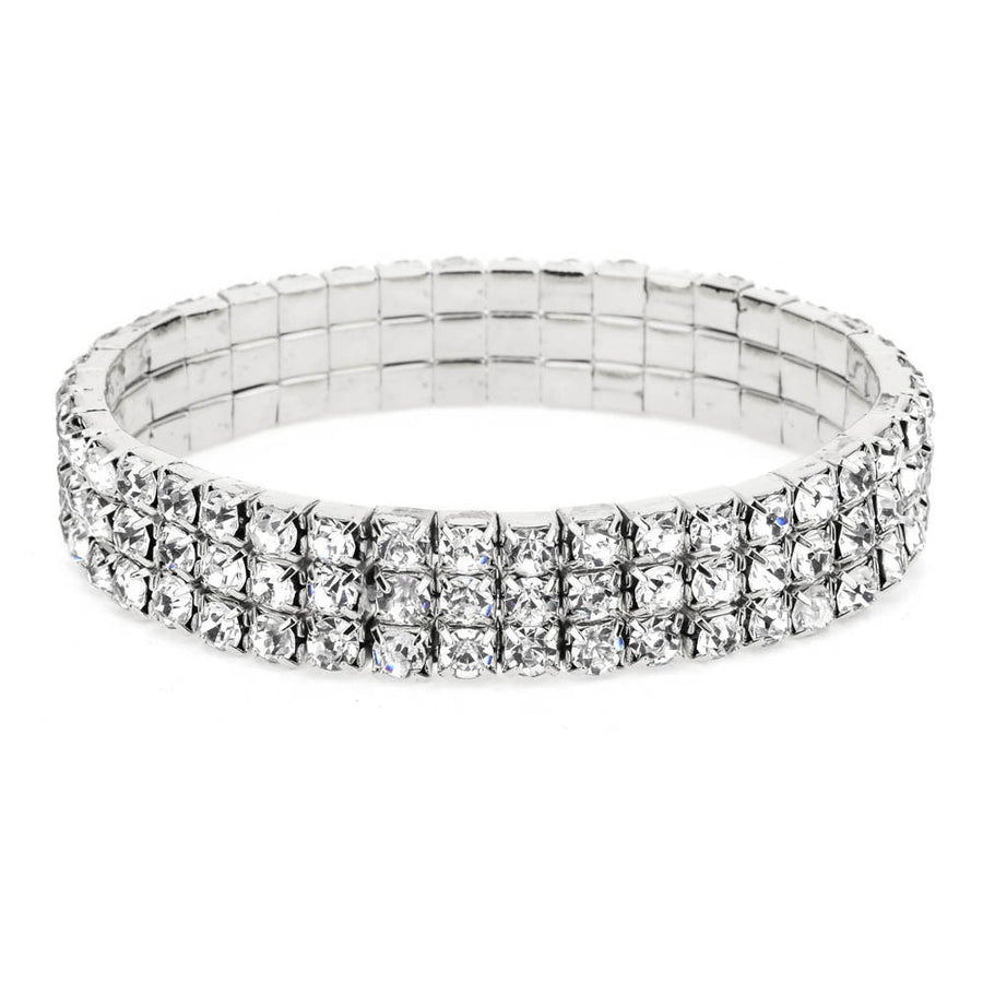 Three Rows Of Flashing Diamonds - Elastic Diamond Anklet, Crystal Anklet