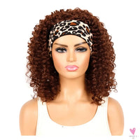 18 Inch Kinky Curly Headband Wig, Ombre Afro Curly Wig with Scarf, Synthetic Fluffy Curly Wigs for Women & Girls-hair accessories-SWEET T 52