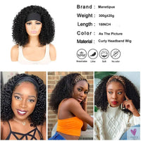 18 Inch Kinky Curly Headband Wig, Ombre Afro Curly Wig with Scarf, Synthetic Fluffy Curly Wigs for Women & Girls-hair accessories-SWEET T 52