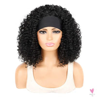18 Inch Kinky Curly Headband Wig, Ombre Afro Curly Wig with Scarf, Synthetic Fluffy Curly Wigs for Women & Girls-hair accessories-SWEET T 52
