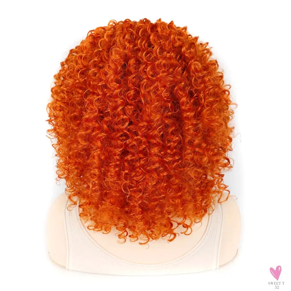 18 Inch Kinky Curly Headband Wig, Ombre Afro Curly Wig with Scarf, Synthetic Fluffy Curly Wigs for Women & Girls-hair accessories-SWEET T 52