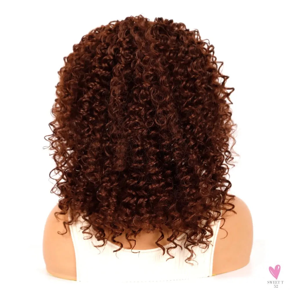 18 Inch Kinky Curly Headband Wig, Ombre Afro Curly Wig with Scarf, Synthetic Fluffy Curly Wigs for Women & Girls-hair accessories-SWEET T 52