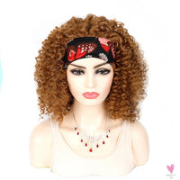18 Inch Kinky Curly Headband Wig, Ombre Afro Curly Wig with Scarf, Synthetic Fluffy Curly Wigs for Women & Girls-hair accessories-SWEET T 52