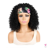 18 Inch Kinky Curly Headband Wig, Ombre Afro Curly Wig with Scarf, Synthetic Fluffy Curly Wigs for Women & Girls-hair accessories-SWEET T 52
