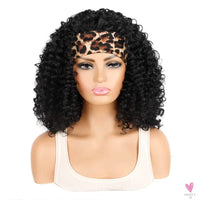 18 Inch Kinky Curly Headband Wig, Ombre Afro Curly Wig with Scarf, Synthetic Fluffy Curly Wigs for Women & Girls-hair accessories-SWEET T 52