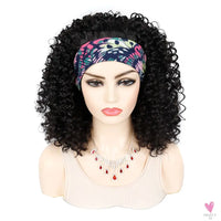 18 Inch Kinky Curly Headband Wig, Ombre Afro Curly Wig with Scarf, Synthetic Fluffy Curly Wigs for Women & Girls-hair accessories-SWEET T 52