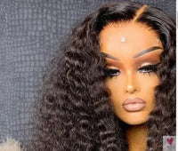 180/250% Density Hd Deep Wave Frontal Wigs, Brazilian Glueless Wigs, 13x4, Curly Lace Front Human Hair Wigs for Women-hair accessories-SWEET T 52