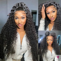 180/250% Density Hd Deep Wave Frontal Wigs, Brazilian Glueless Wigs, 13x4, Curly Lace Front Human Hair Wigs for Women-hair accessories-SWEET T 52