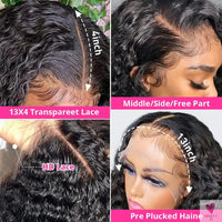 180/250% Density Hd Deep Wave Frontal Wigs, Brazilian Glueless Wigs, 13x4, Curly Lace Front Human Hair Wigs for Women-hair accessories-SWEET T 52