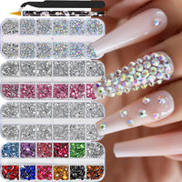 Nail Art Accessories, AB Mixed Color, 12 Grid Strip Box Illusion Nail Accessories