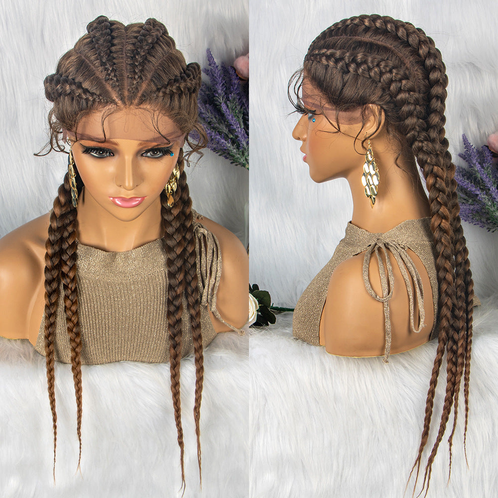 Braided Lace Frontal Wig With Baby Hair for Women - 4 Braids