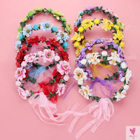 1pc Women Floral Wreath Pink Rose Flower Crown Girls Bohemia Garland Headpiece with Adjustable Ribbon Bridal Wedding Accessories SWEET T 52