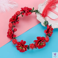 1pc Women Floral Wreath Pink Rose Flower Crown Girls Bohemia Garland Headpiece with Adjustable Ribbon Bridal Wedding Accessories SWEET T 52