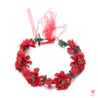 1pc Women Floral Wreath Pink Rose Flower Crown Girls Bohemia Garland Headpiece with Adjustable Ribbon Bridal Wedding Accessories SWEET T 52