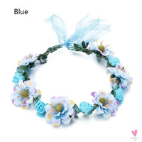 1pc Women Floral Wreath Pink Rose Flower Crown Girls Bohemia Garland Headpiece with Adjustable Ribbon Bridal Wedding Accessories SWEET T 52