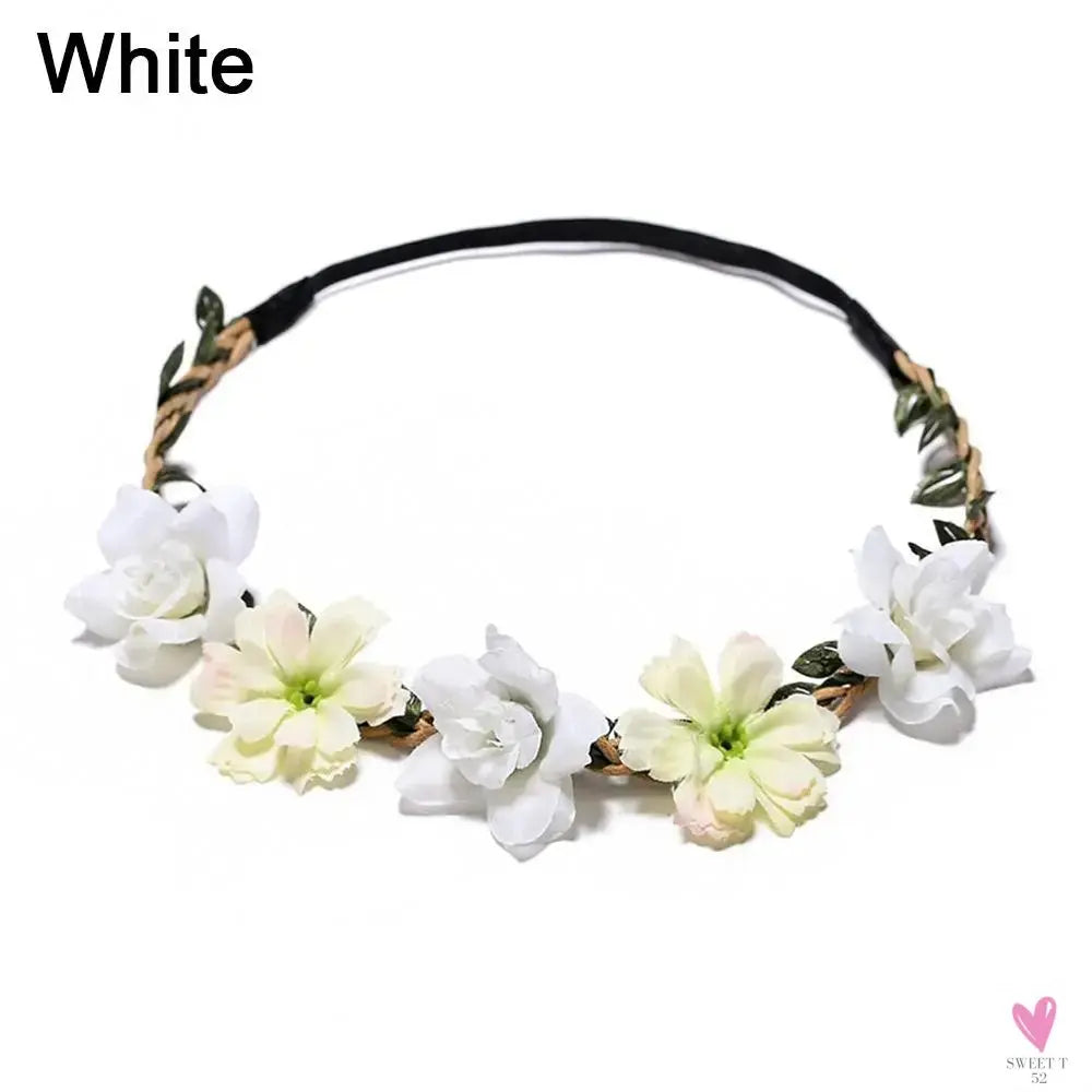 1pc Women Floral Wreath Pink Rose Flower Crown Girls Bohemia Garland Headpiece with Adjustable Ribbon Bridal Wedding Accessories SWEET T 52