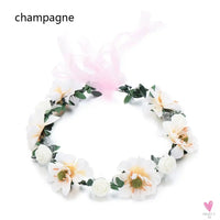 1pc Women Floral Wreath Pink Rose Flower Crown Girls Bohemia Garland Headpiece with Adjustable Ribbon Bridal Wedding Accessories SWEET T 52