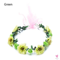 1pc Women Floral Wreath Pink Rose Flower Crown Girls Bohemia Garland Headpiece with Adjustable Ribbon Bridal Wedding Accessories SWEET T 52