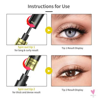 2 in 1 4-D Silk Fiber Eyelashes, Lengthening Mascara, Waterproof Long Lasting Lash Color, 4-D Mascara Sweet T 52