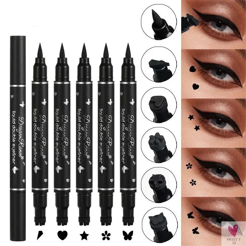 2 in 1 Butterfly Seal Eyeliner Pen, Star/Moon Stamp, Long-Lasting Waterproof Black Liquid Eye Liner Pencil, Unisex SWEET T 52