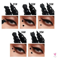 2 in 1 Butterfly Seal Eyeliner Pen, Star/Moon Stamp, Long-Lasting Waterproof Black Liquid Eye Liner Pencil, Unisex SWEET T 52