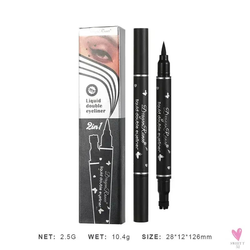 2 in 1 Butterfly Seal Eyeliner Pen, Star/Moon Stamp, Long-Lasting Waterproof Black Liquid Eye Liner Pencil, Unisex SWEET T 52