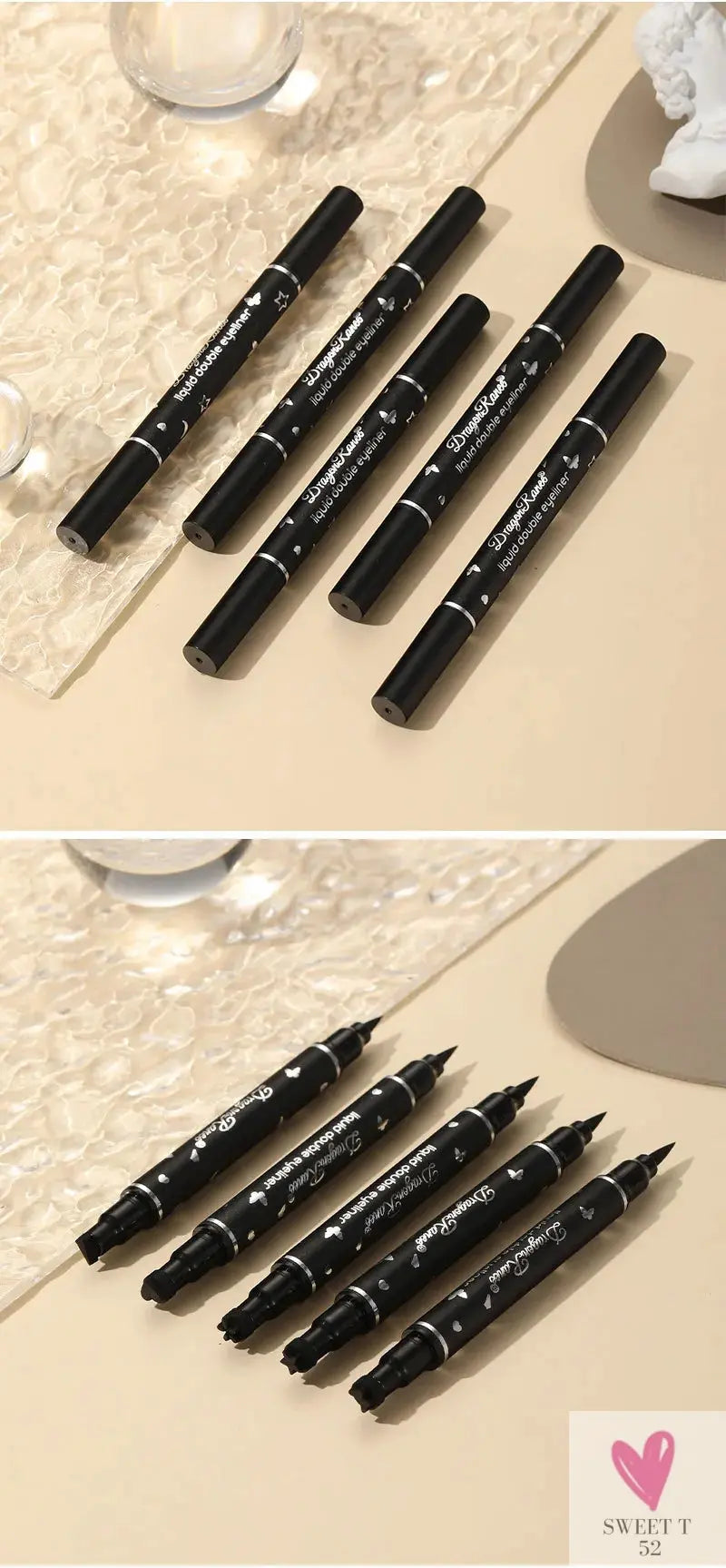 2 in 1 Butterfly Seal Eyeliner Pen, Star/Moon Stamp, Long-Lasting Waterproof Black Liquid Eye Liner Pencil, Unisex SWEET T 52