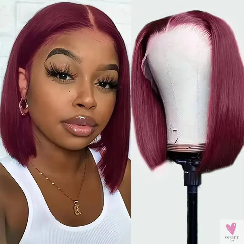 200% Highlight Bob Wigs - 13x4 Lace Front Wigs, P4/27 Colored Human Hair Wigs, Honey Brown 13x6 Straight Lace Frontal 100%  Remy Wigs Sweet T 52