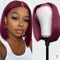 200% Highlight Bob Wigs - 13x4 Lace Front Wigs, P4/27 Colored Human Hair Wigs, Honey Brown 13x6 Straight Lace Frontal 100%  Remy Wigs Sweet T 52