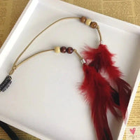 2024 New Fashionable Boho Feather Headband Wig Beaded Feather Headdress Handmade Hair Clip Girl Hair Accessories High Quality Sweet T 52