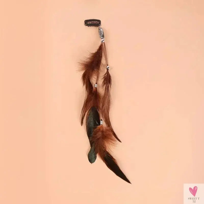 2024 New Fashionable Boho Feather Headband Wig Beaded Feather Headdress Handmade Hair Clip Girl Hair Accessories High Quality Sweet T 52