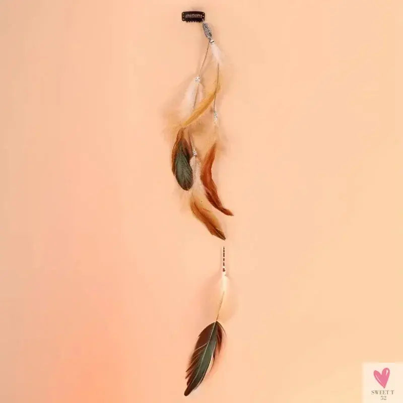 2024 New Fashionable Boho Feather Headband Wig Beaded Feather Headdress Handmade Hair Clip Girl Hair Accessories High Quality Sweet T 52