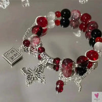 2025 New Trendy Red Beaded Chain Bracelet for Women. Simple Hollow Butterfly Pendant Bracelet Jewelry Sweet T 52