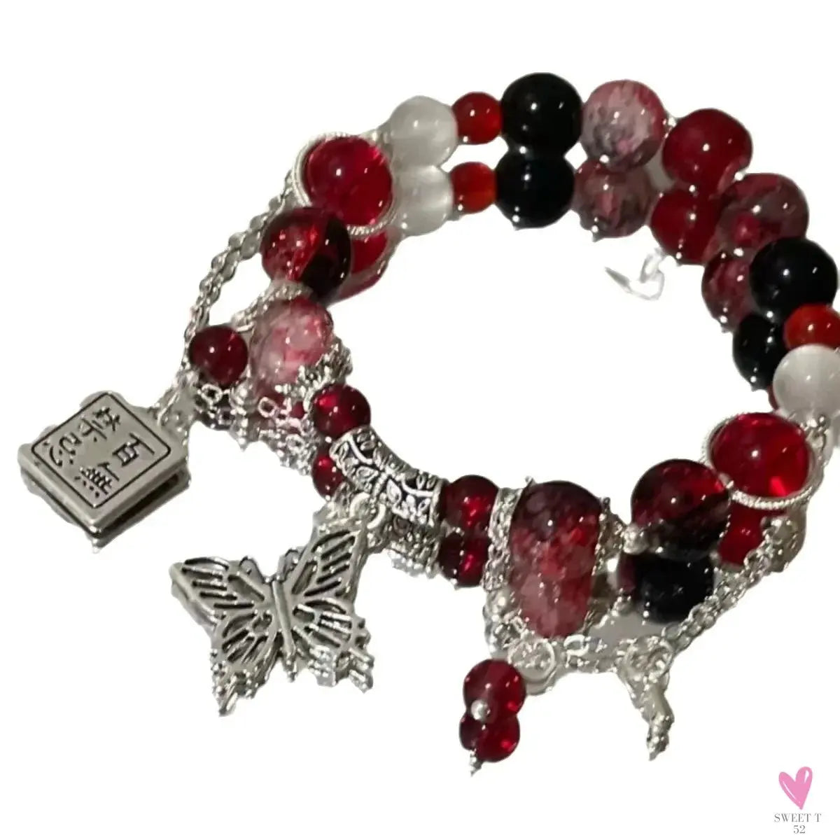2025 New Trendy Red Beaded Chain Bracelet for Women. Simple Hollow Butterfly Pendant Bracelet Jewelry Sweet T 52