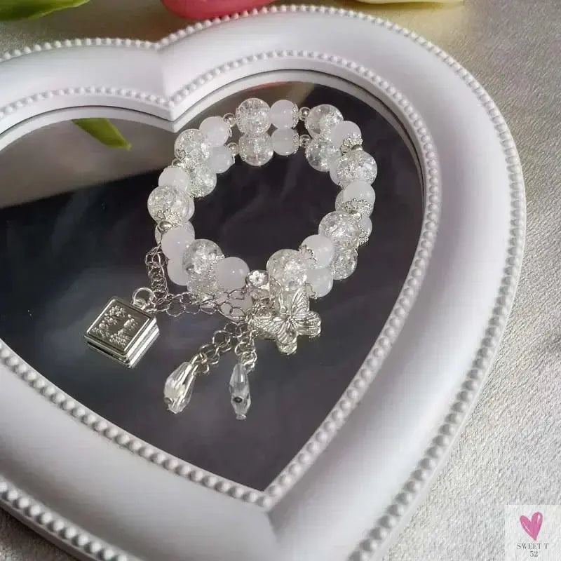 2025 New Trendy Red Beaded Chain Bracelet for Women. Simple Hollow Butterfly Pendant Bracelet Jewelry Sweet T 52