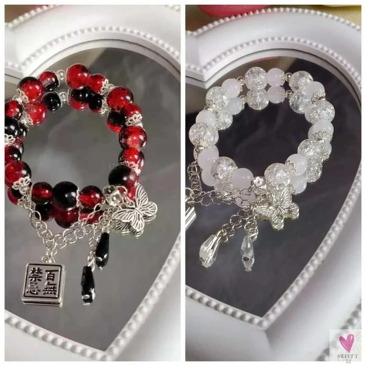 2025 New Trendy Red Beaded Chain Bracelet for Women. Simple Hollow Butterfly Pendant Bracelet Jewelry Sweet T 52