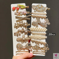 20pcs Women's Temperament Butterfly Rhinestone Bead Hair Clip Set Back of Head Side Broken Hair Clip SWEET T 52