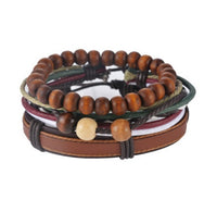 Leather Bracelet for Men - Multi-layer Bead Bracelet, Punk Wrap Bracelets, Vintage punk Men's Jewelry