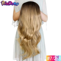 24" Synthetic Half Wigs With Clip in Hair Extensions, Long Wavy Hair, 3/4 Wigs, Heat Resistant Sweet T 52